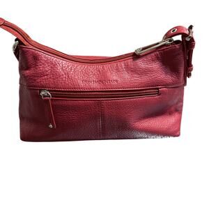 Red leather stone mountain shoulder bag